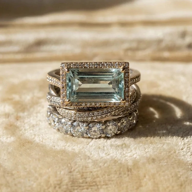 Vintage Turquoise Square Ring Set