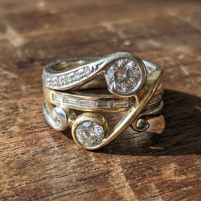 Vintage Two Tone Spark Ring