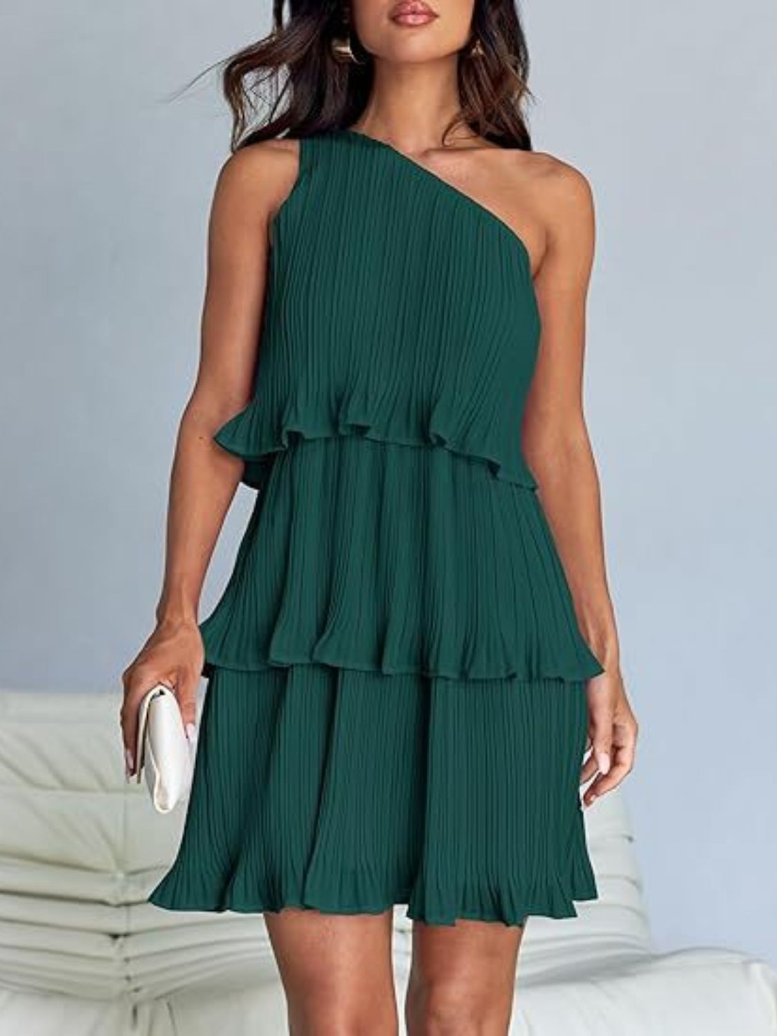 Aurora - Layered One-Shoulder Mini Dress