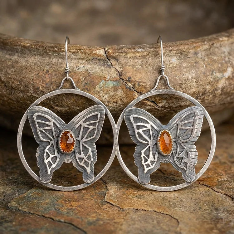 Vintage Amber Butterfly Earrings