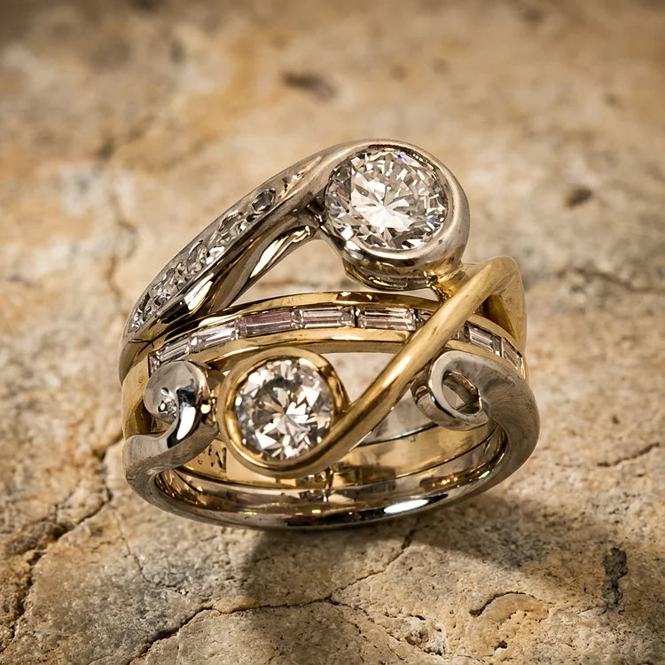 Vintage Two Tone Spark Ring