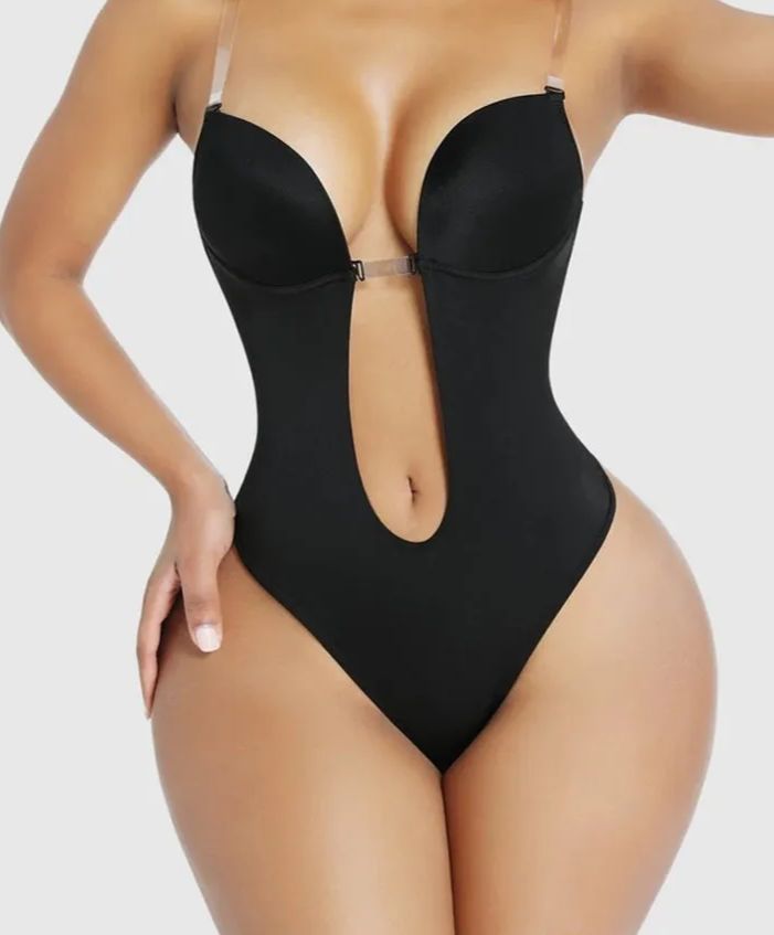 Plus Size Backless Seamless Body Shaper with Integrated Bra