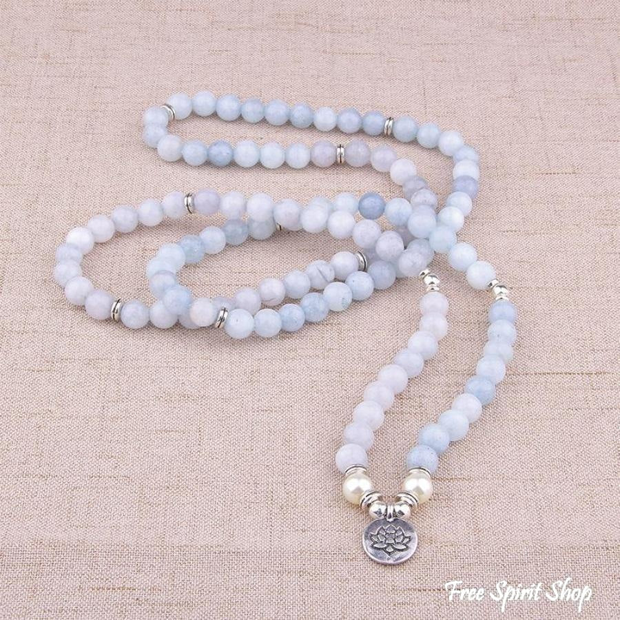 108 Natural Calcite & Pearl Mala Prayer Beads