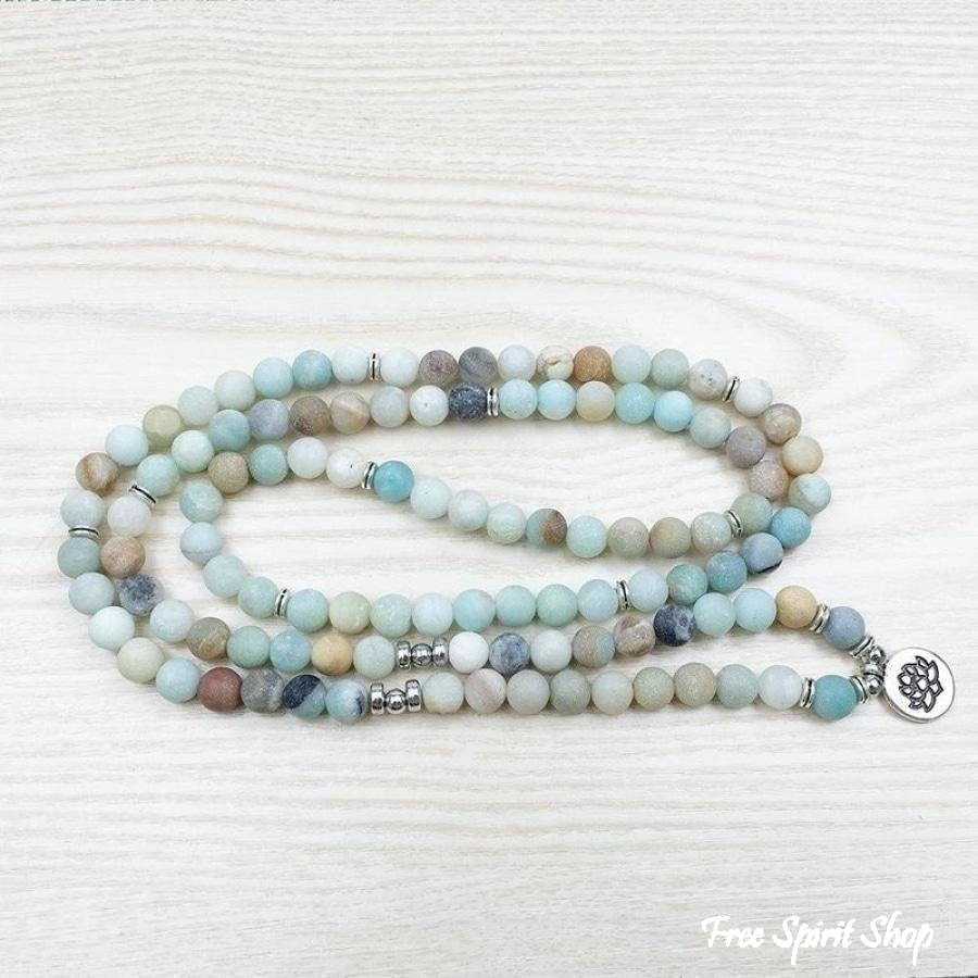 108 Natural Matte Amazonite Stone Mala Prayer Beads