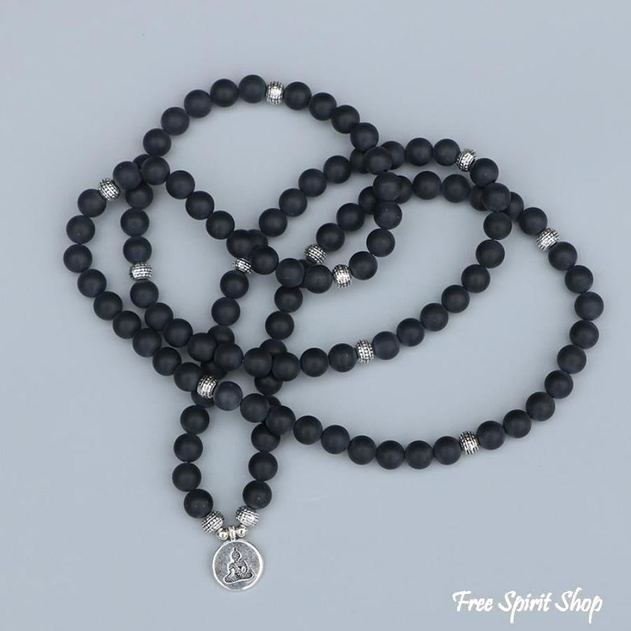 108 Natural Matte Black Onyx Mala Bead Bracelet