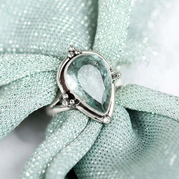 Aquamarine Teardrop Ring