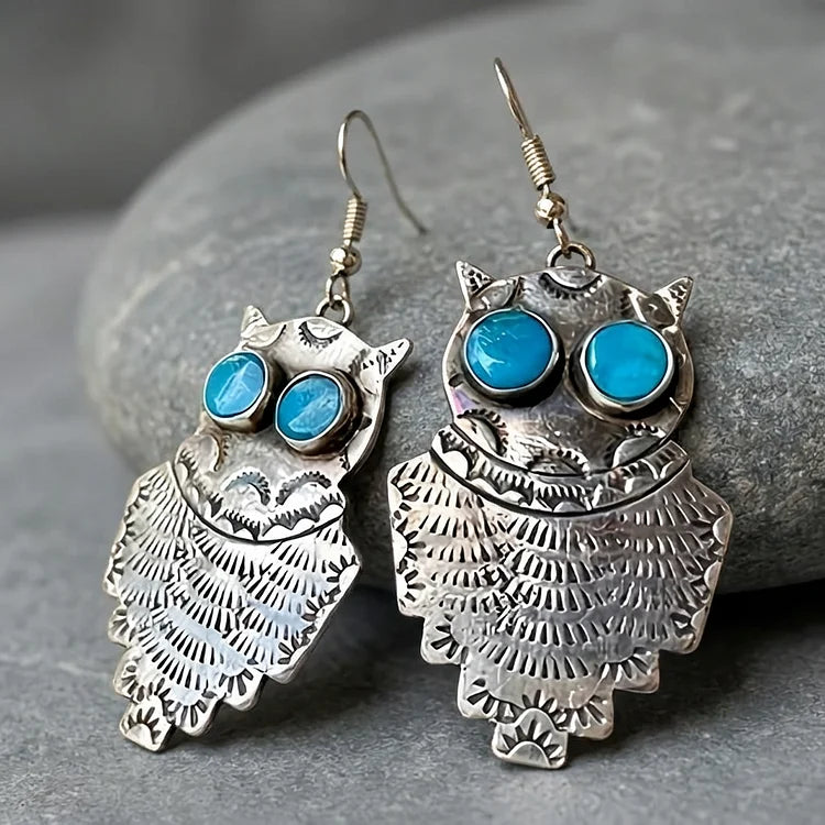 Vintage Turquoise Owl Earrings