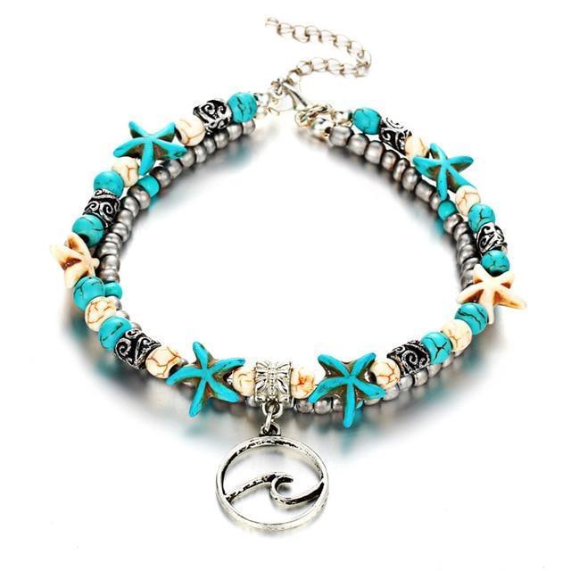 Beach Sea Star & Turtle Anklet