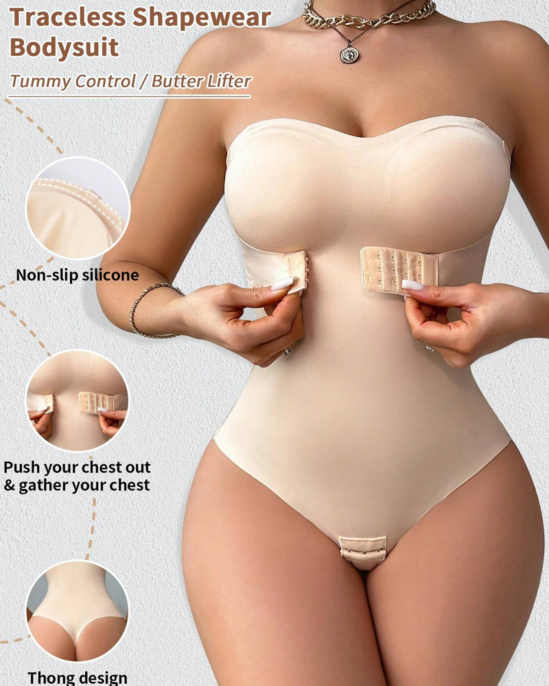 Wire-Free Invisible Strap One-Piece Tummy Control Bodysuit