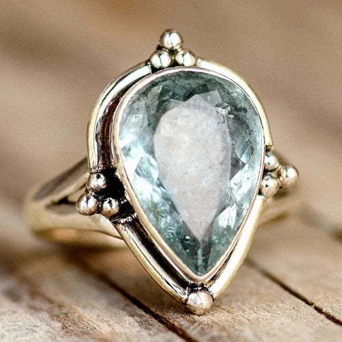 Aquamarine Teardrop Ring