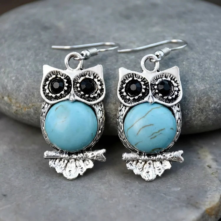 Vintage Turquoise Owl Earrings