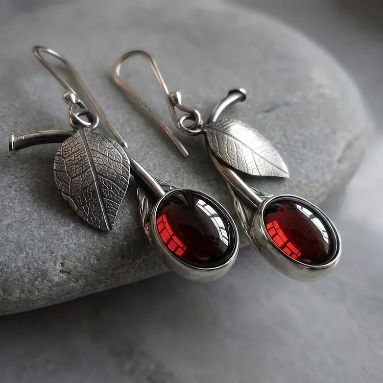 Vintage Cherry Gem Drop Earrings