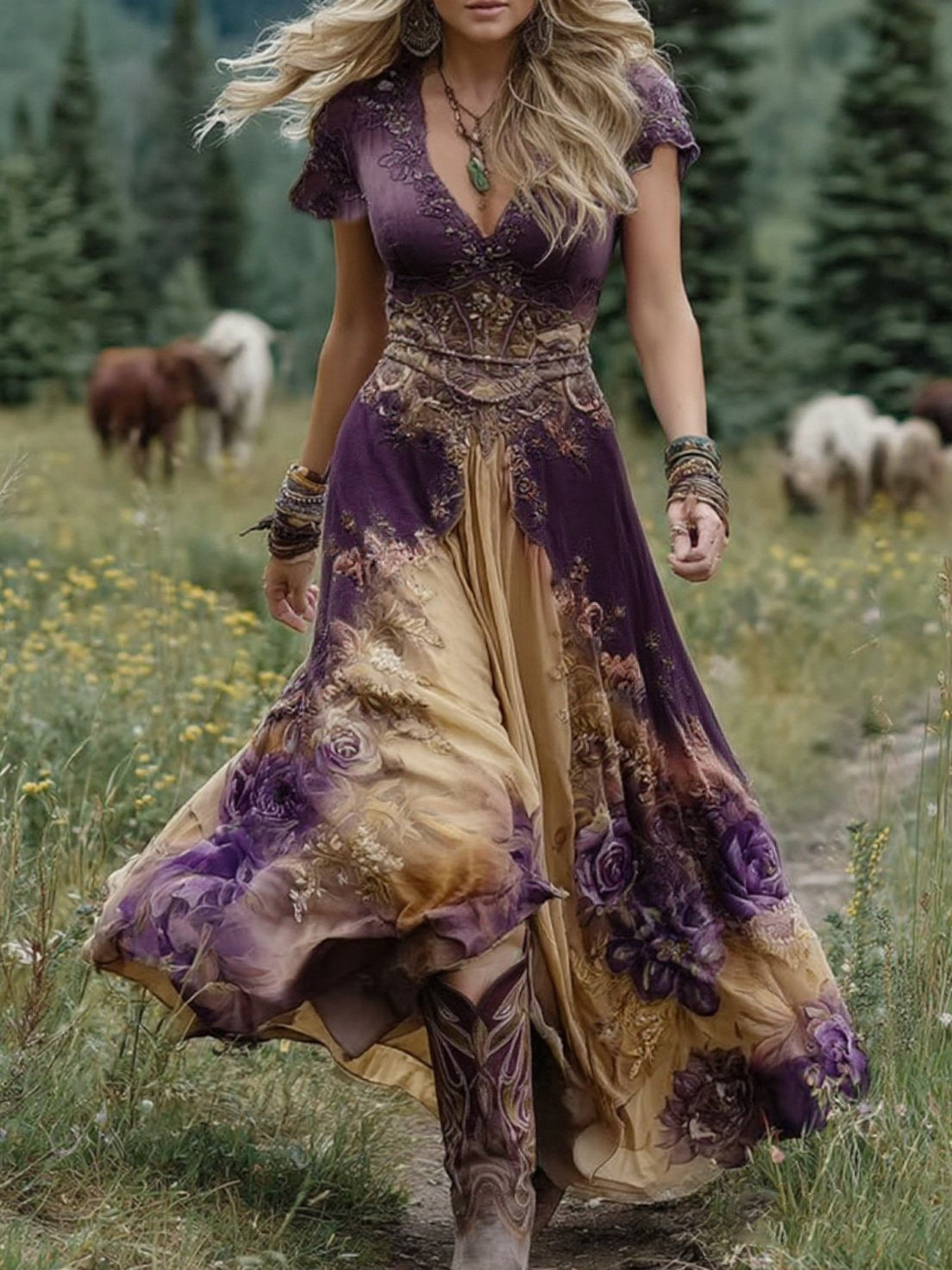 Ava™ - Gradient Floral Maxi Dress