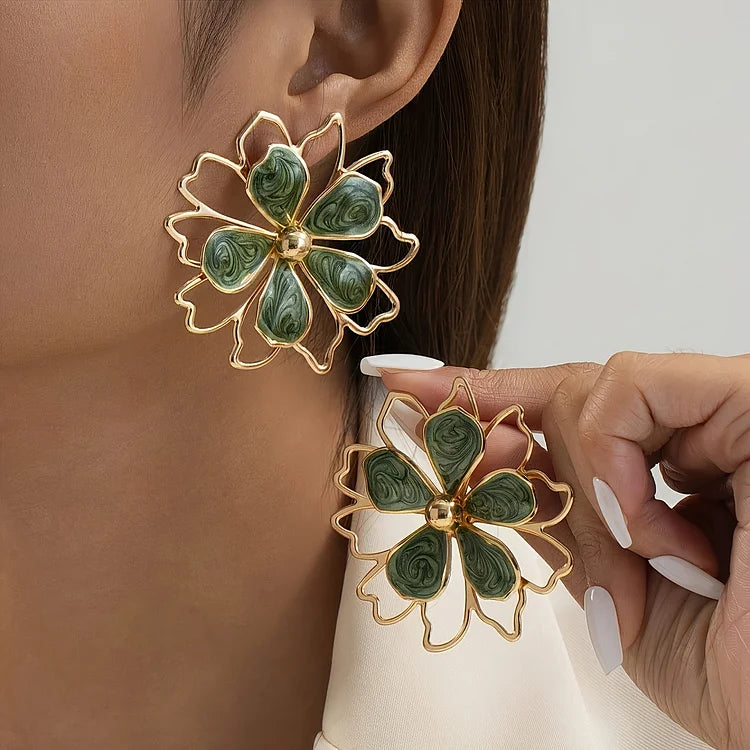 Emerald Bloom Statement Earrings