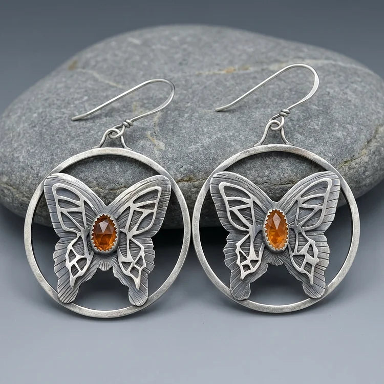 Vintage Amber Butterfly Earrings