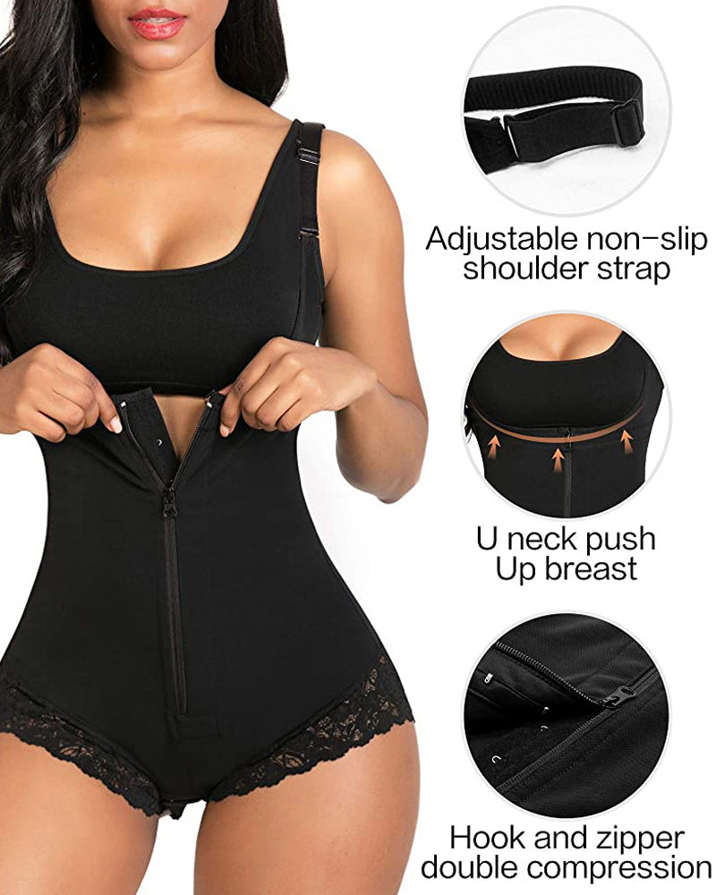 Zipper Open Bust Full Body Shaper