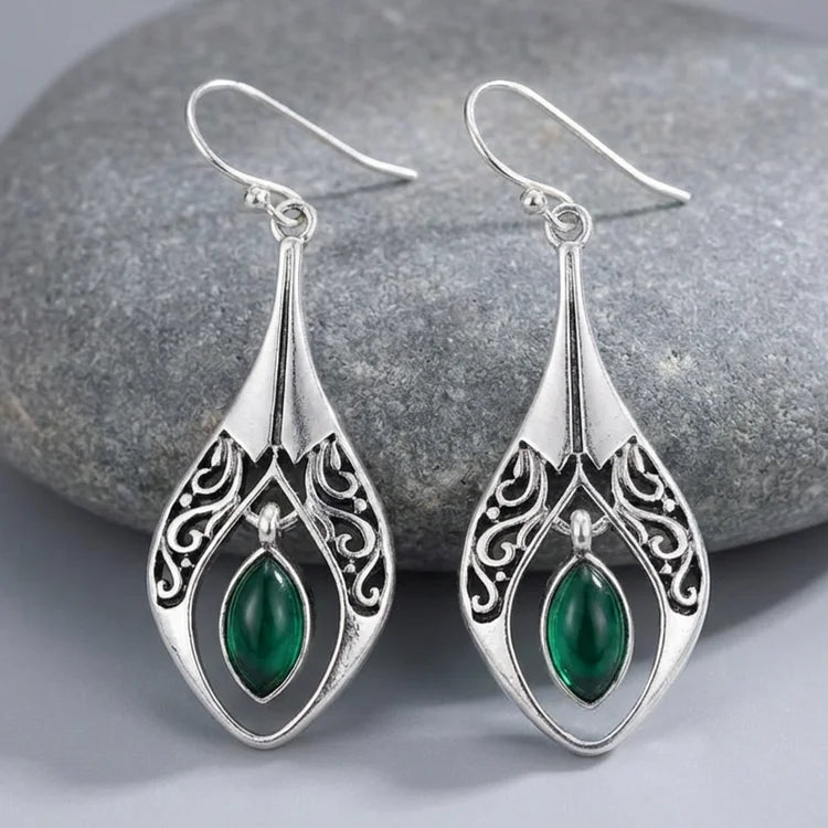 Vintage Emerald Filigree Earrings