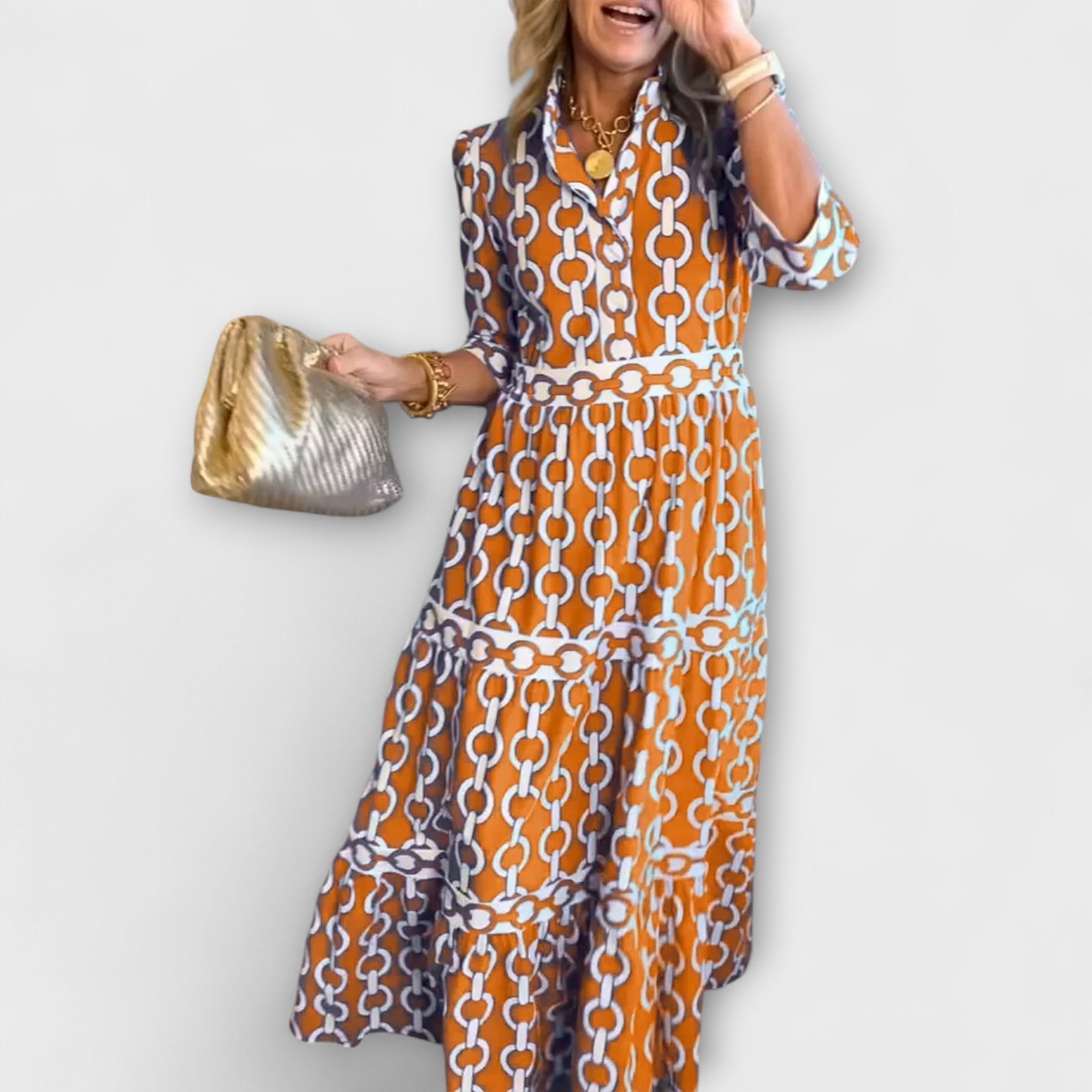 Wendy™ - Midi Dress with Chain Pattern