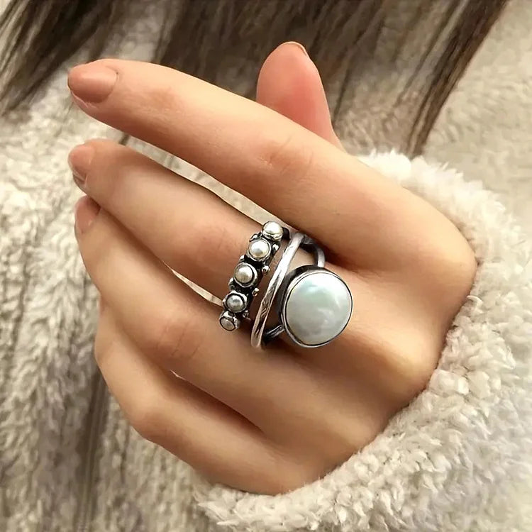 Vintage Round Pearl Ring