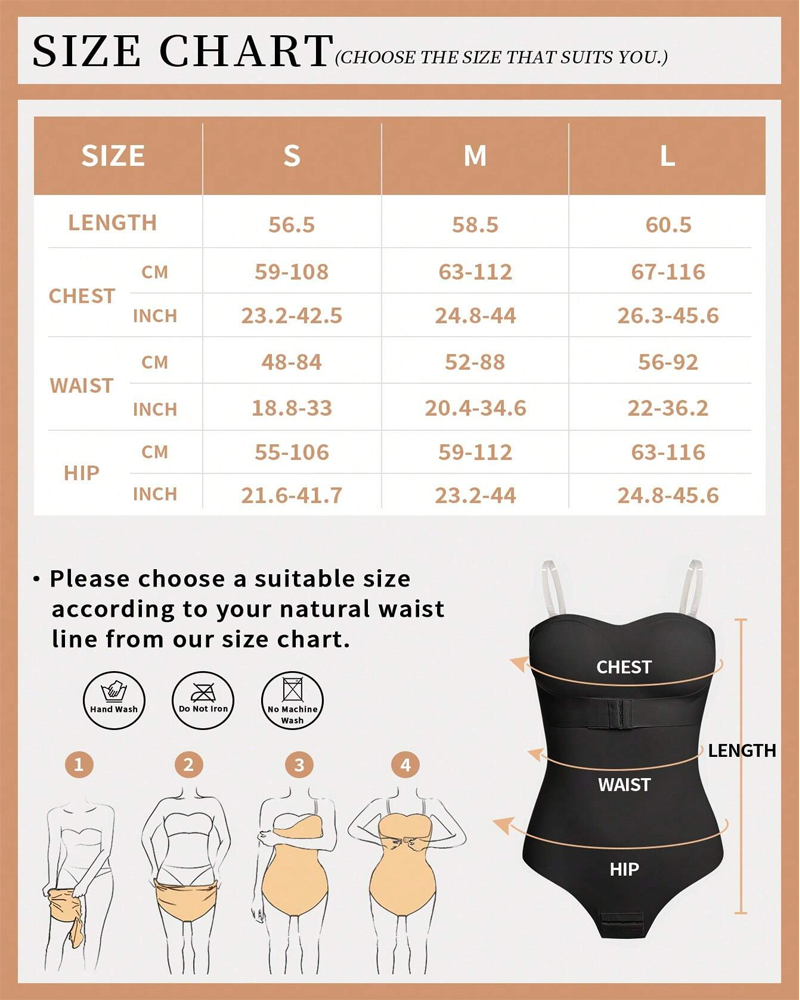 Wire-Free Invisible Strap One-Piece Tummy Control Bodysuit