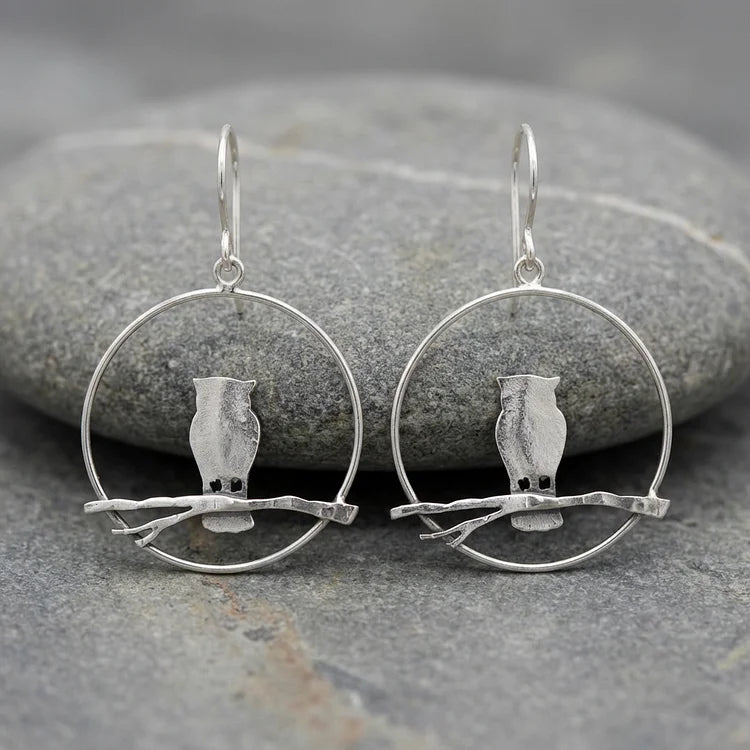 Vintage Night Owl Silhouette Earrings