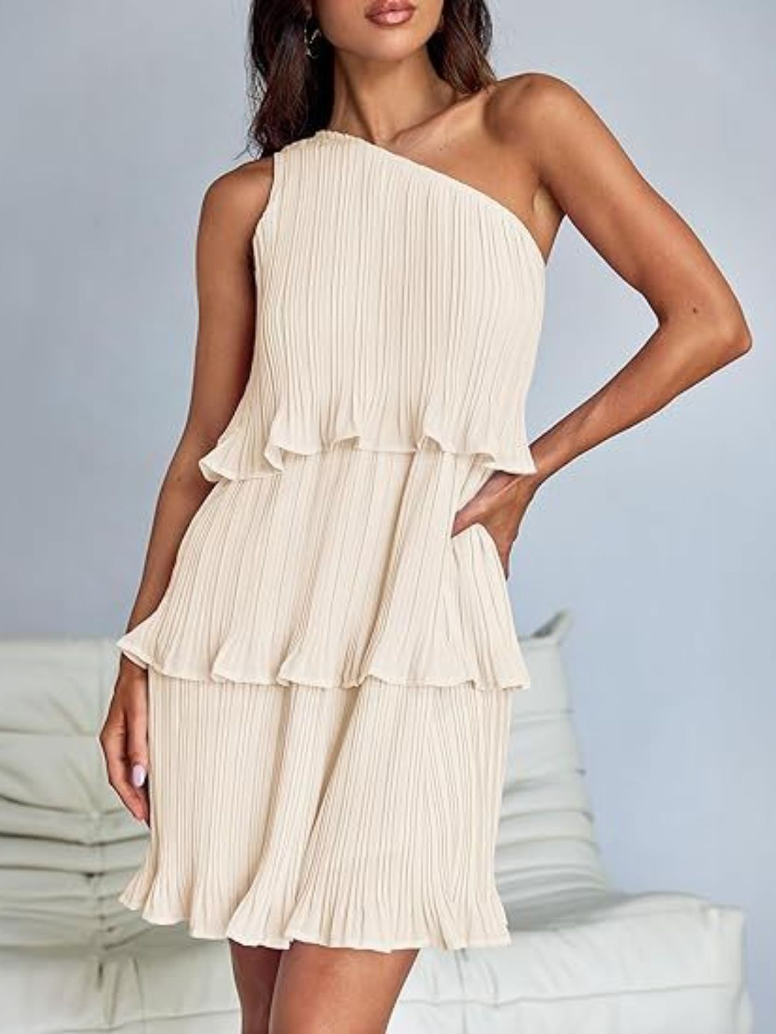 Aurora - Layered One-Shoulder Mini Dress