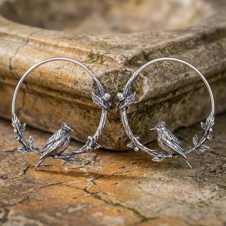 Woodland Songbird Hoop Earrings