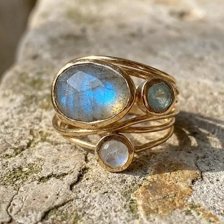 Vintage Inlaid Blue Moonstone Ring