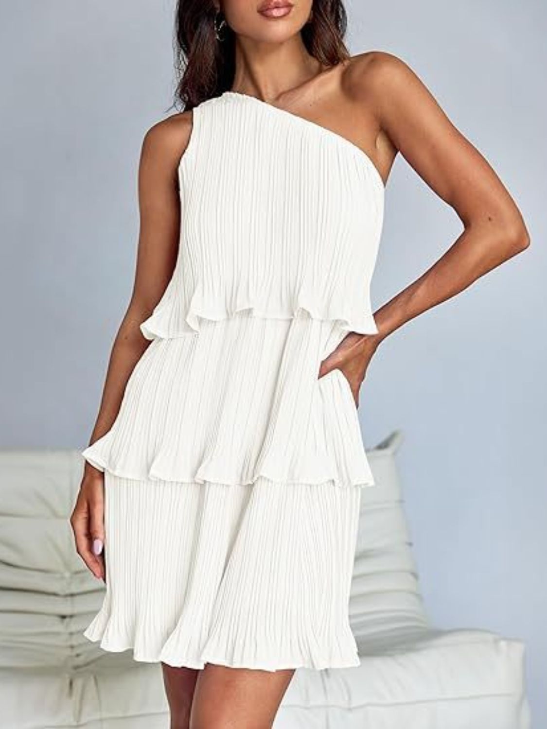 Aurora - Layered One-Shoulder Mini Dress