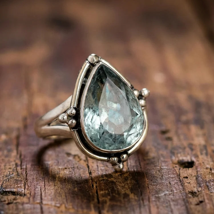 Aquamarine Teardrop Ring