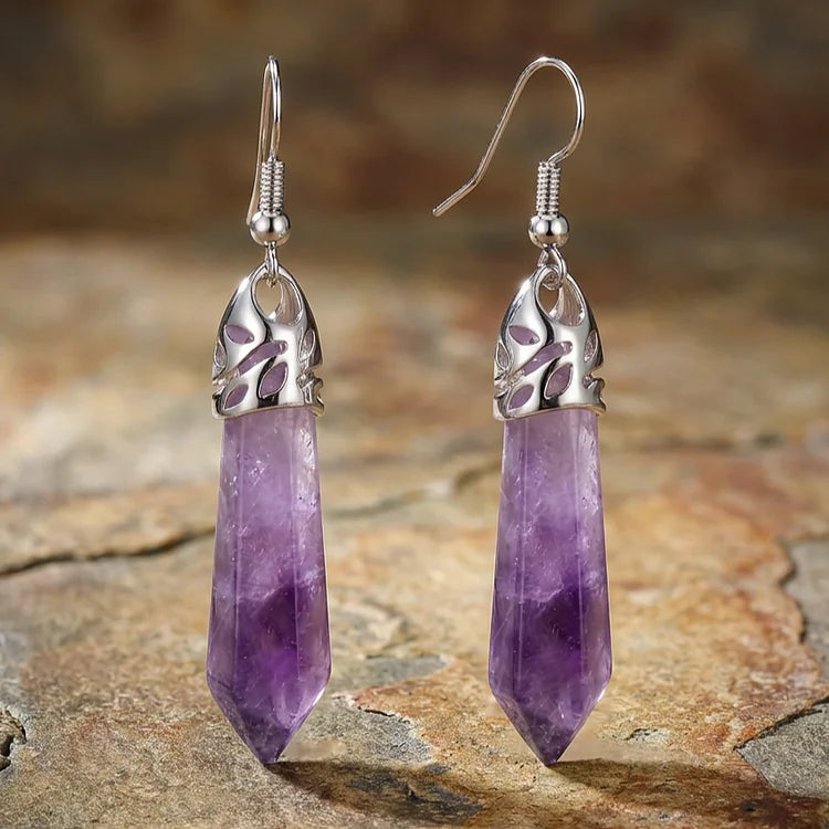 Vintage Amethyst Crystal Dangle Earrings