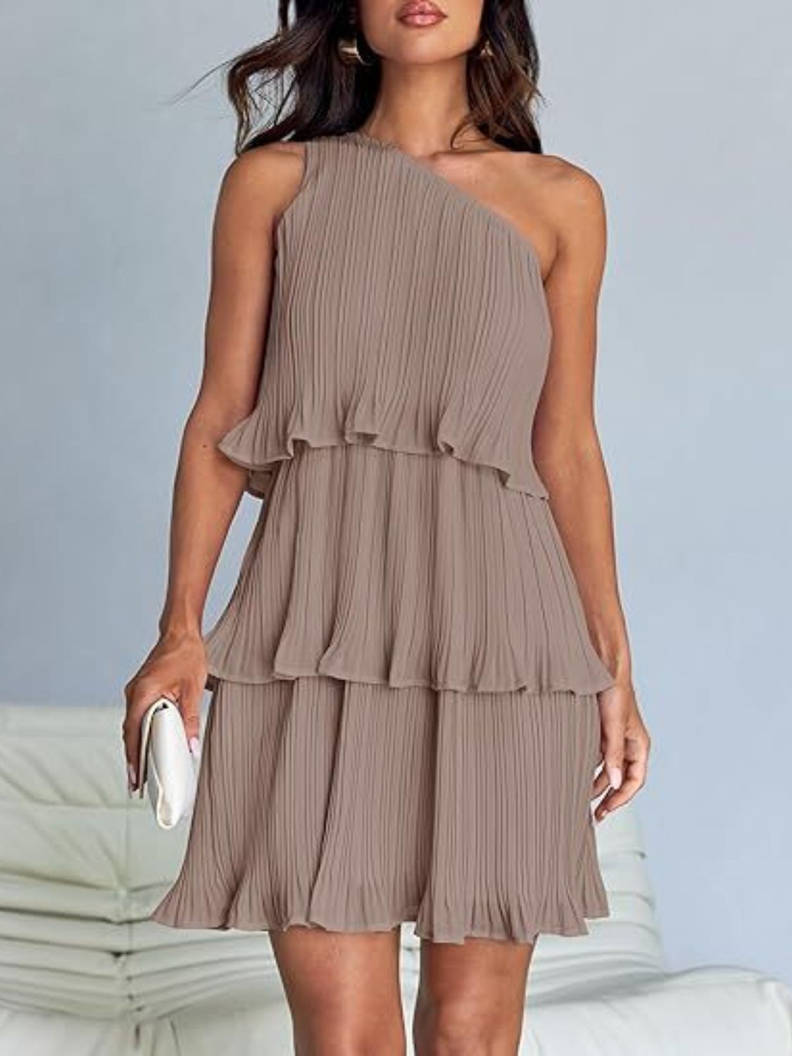 Aurora - Layered One-Shoulder Mini Dress