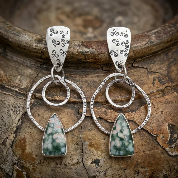 Vintage Emerald Double Hoop Earrings