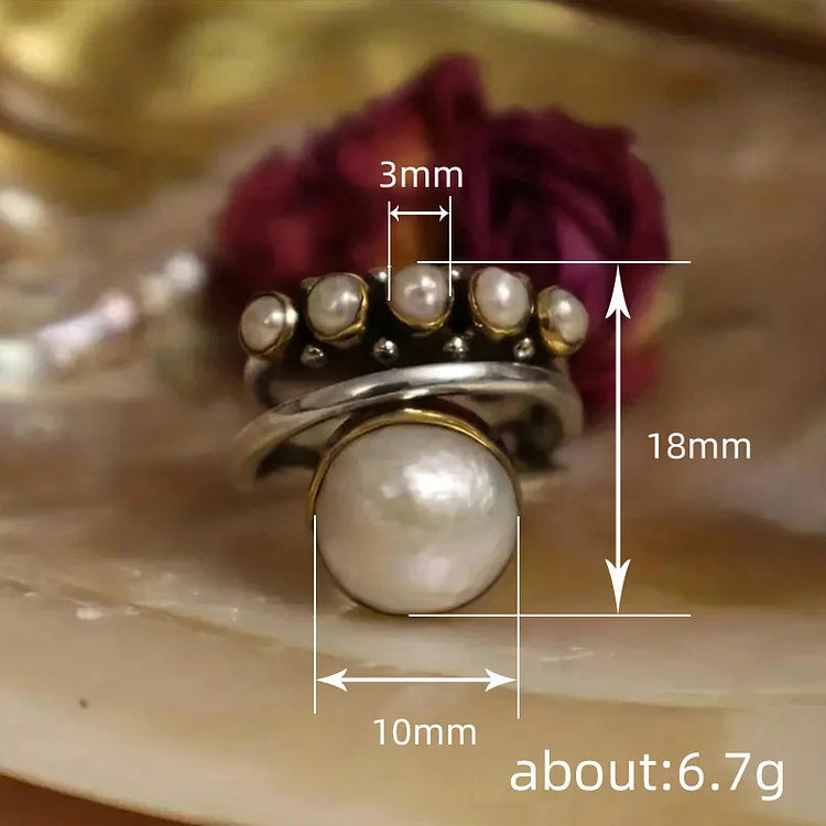 Vintage Round Pearl Ring