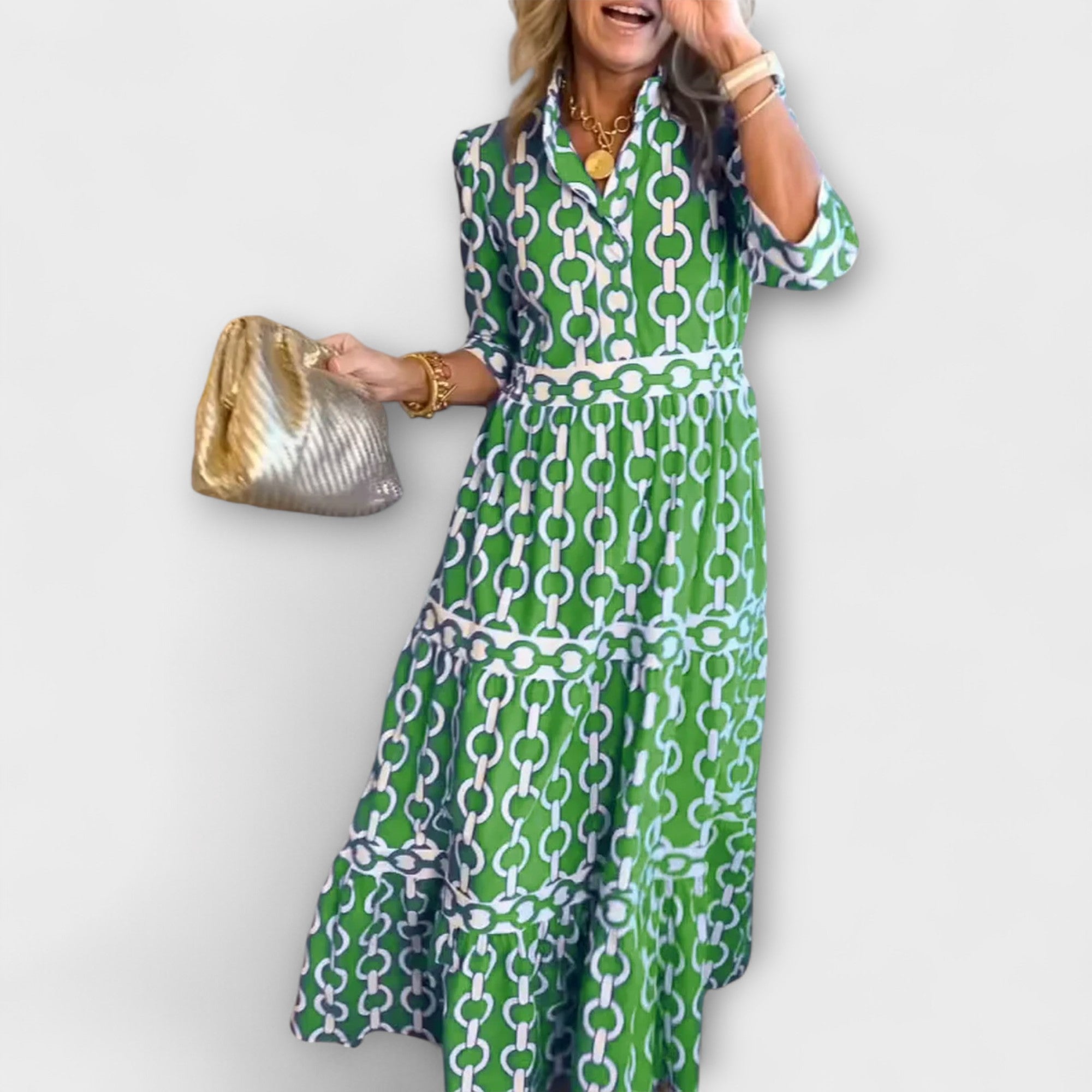 Wendy™ - Midi Dress with Chain Pattern