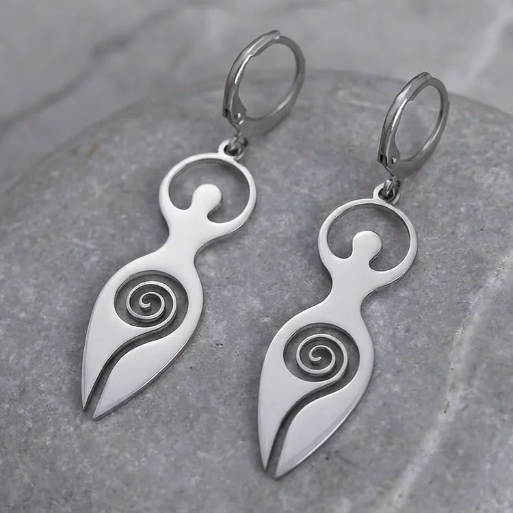 Vintage Goddess Spiral Drop Earrings