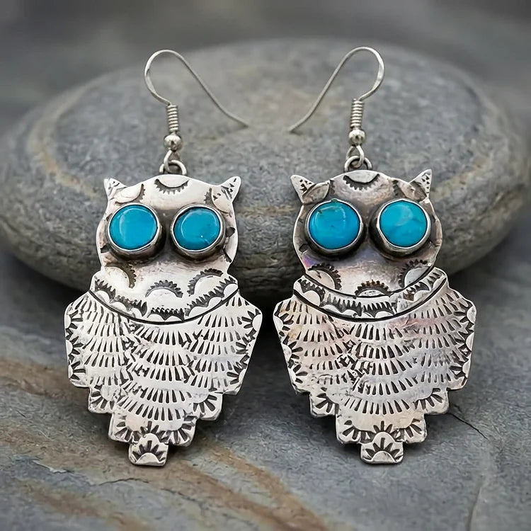 Vintage Turquoise Owl Earrings