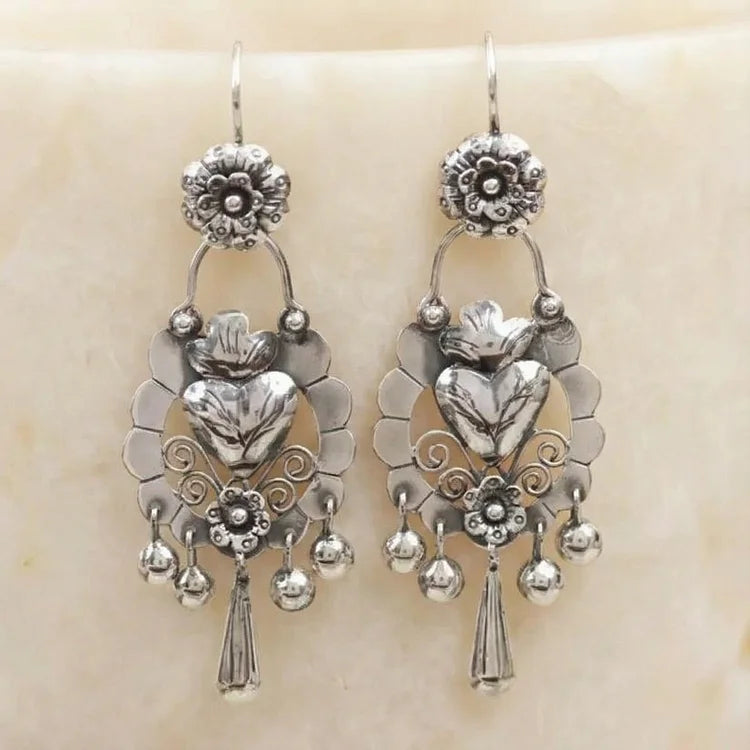 Bohemian Bloom Engraved Earrings