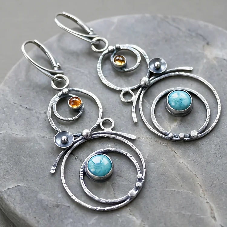 Vintage Spiral Stone Earrings
