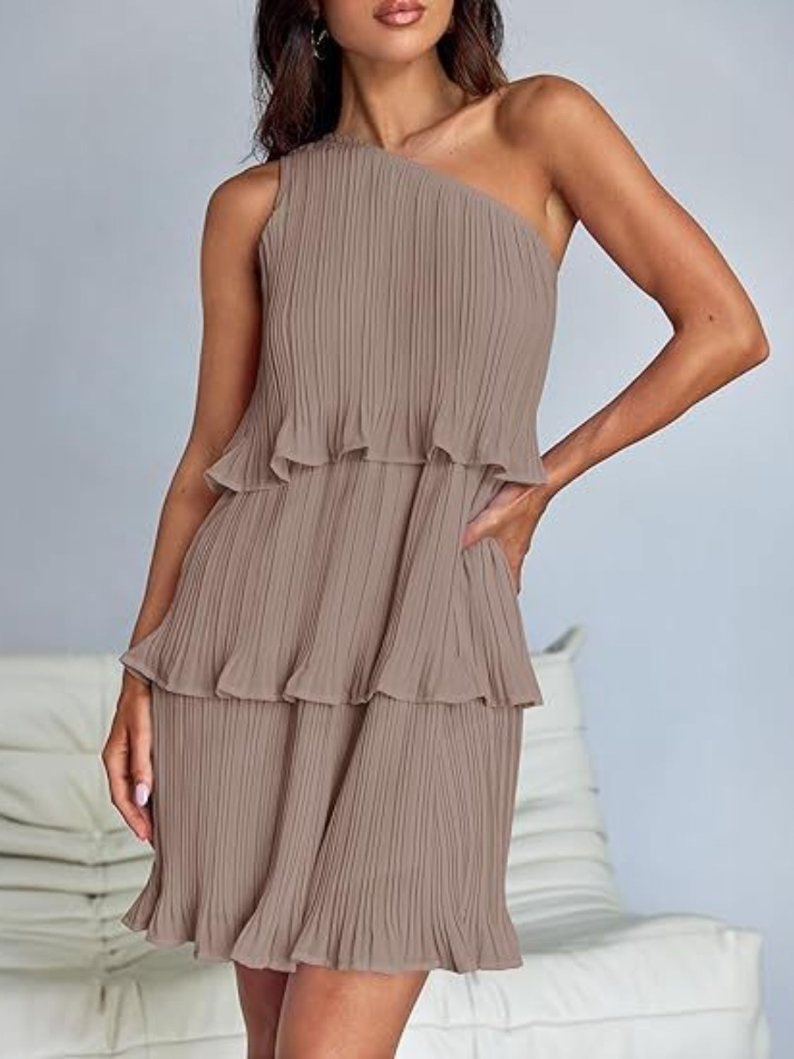 Aurora - Layered One-Shoulder Mini Dress