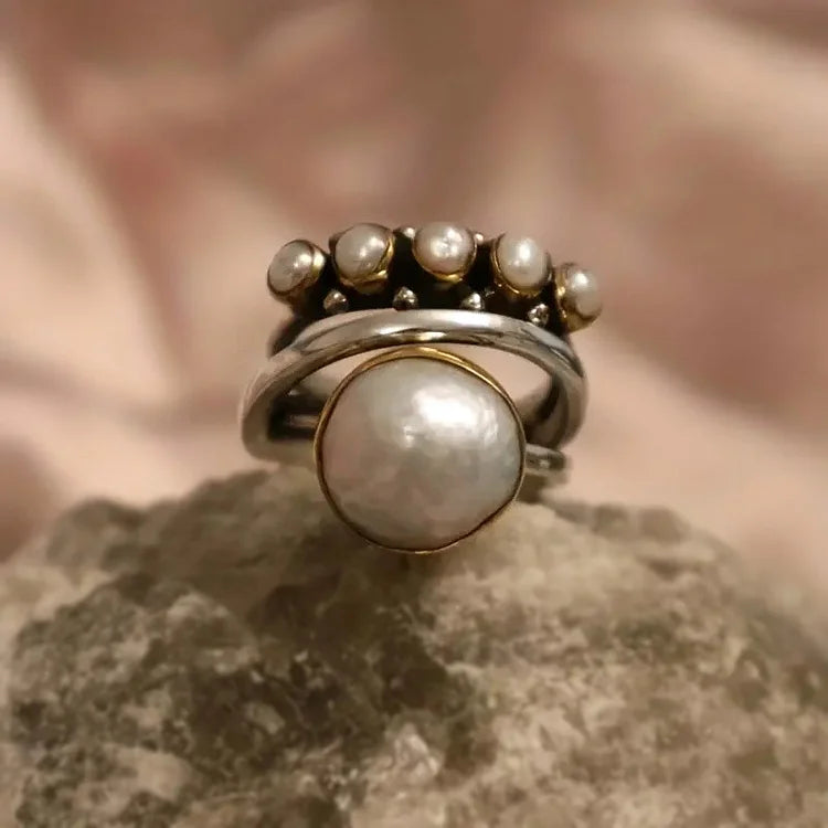 Vintage Round Pearl Ring