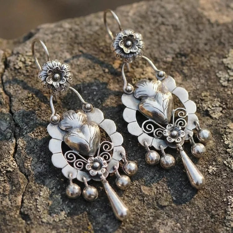 Bohemian Bloom Engraved Earrings