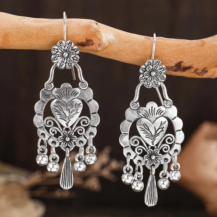 Bohemian Bloom Engraved Earrings