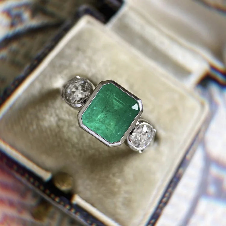 Emerald Square Elegance Ring