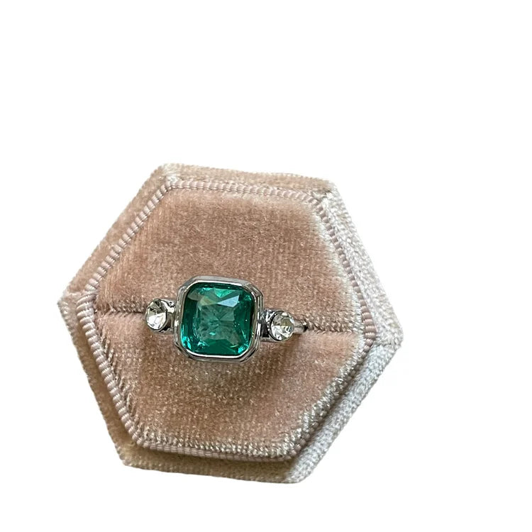 Emerald Square Elegance Ring
