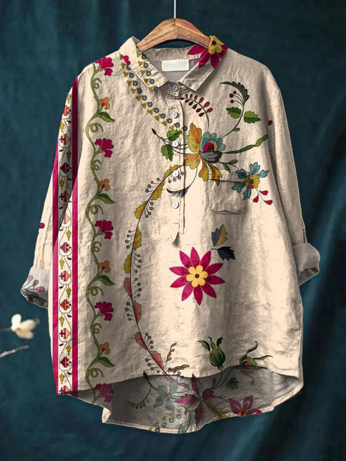 Alisa | Women's Vintage Floral Art Print Casual Shirt