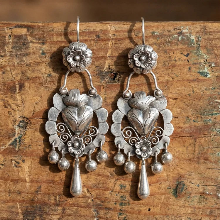 Bohemian Bloom Engraved Earrings