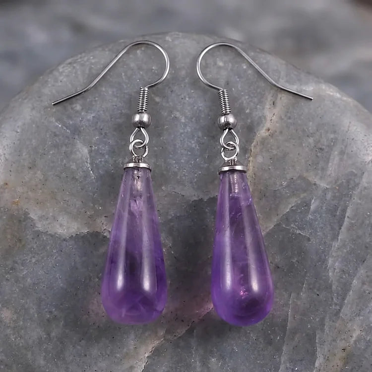 Vintage Amethyst Stone Drop Earrings