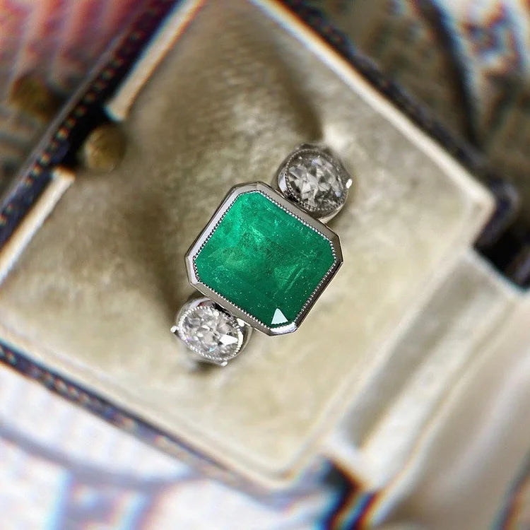 Emerald Square Elegance Ring
