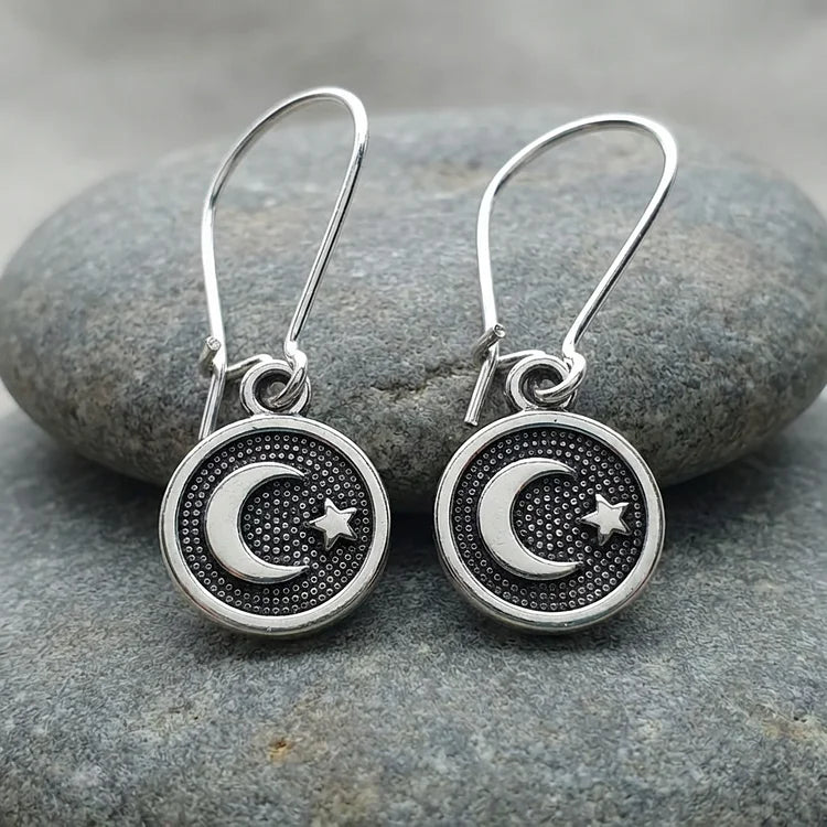 Vintage Moon & Star Drop Earrings